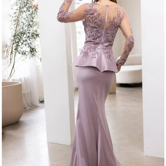 NWT Terani Couture 231M0482 Mother of the Bride Illusion Sleeve Pink Size 18 - Picture 4 of 8